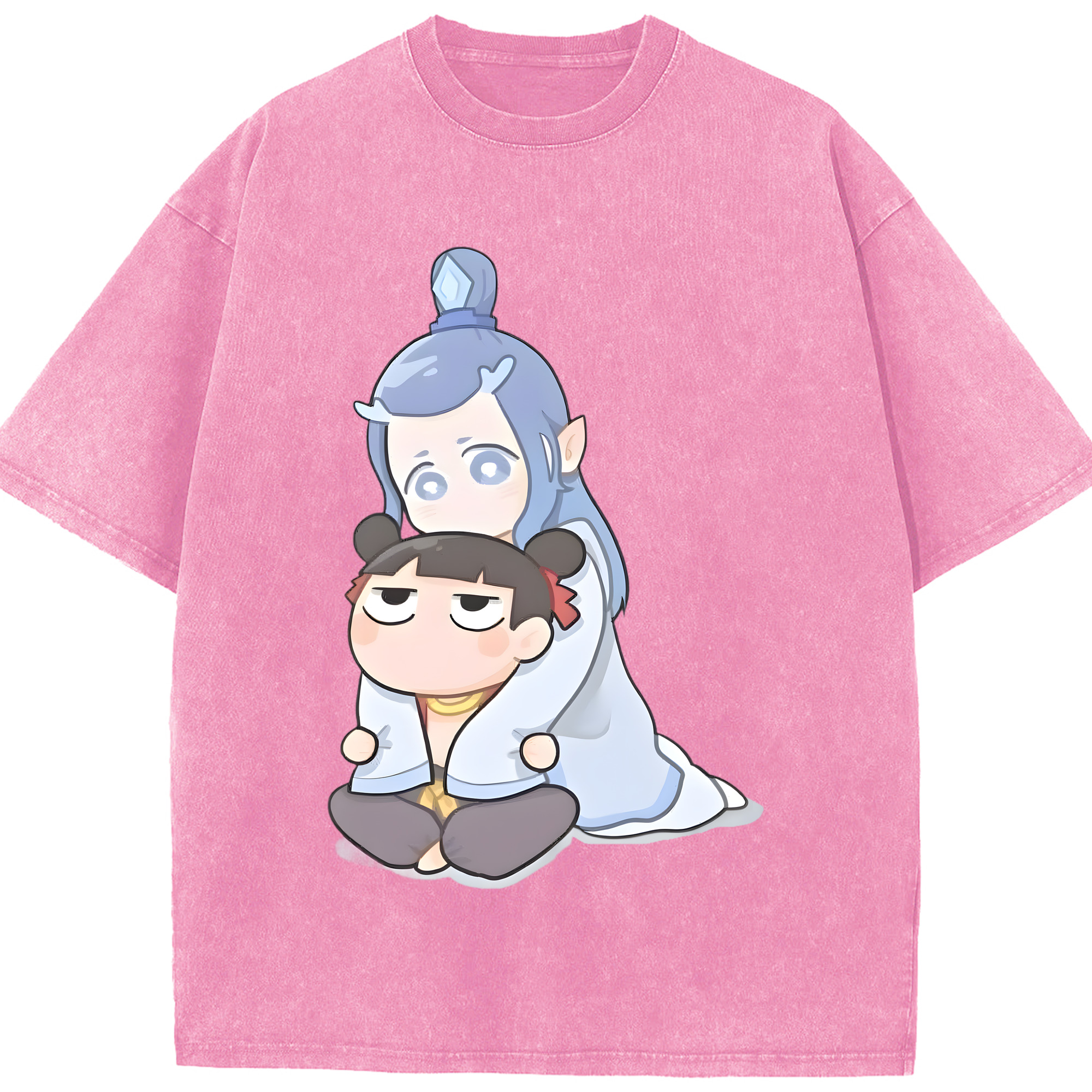 （画像用） Ne Zha 2 ナタ 魔童の大暴れ 綿100% ヴィンテージ風 半袖Tシャツ（フロントプリント）